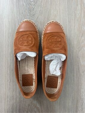 Tory Burch Brown Tan Suede Flat Espadrille Size 7